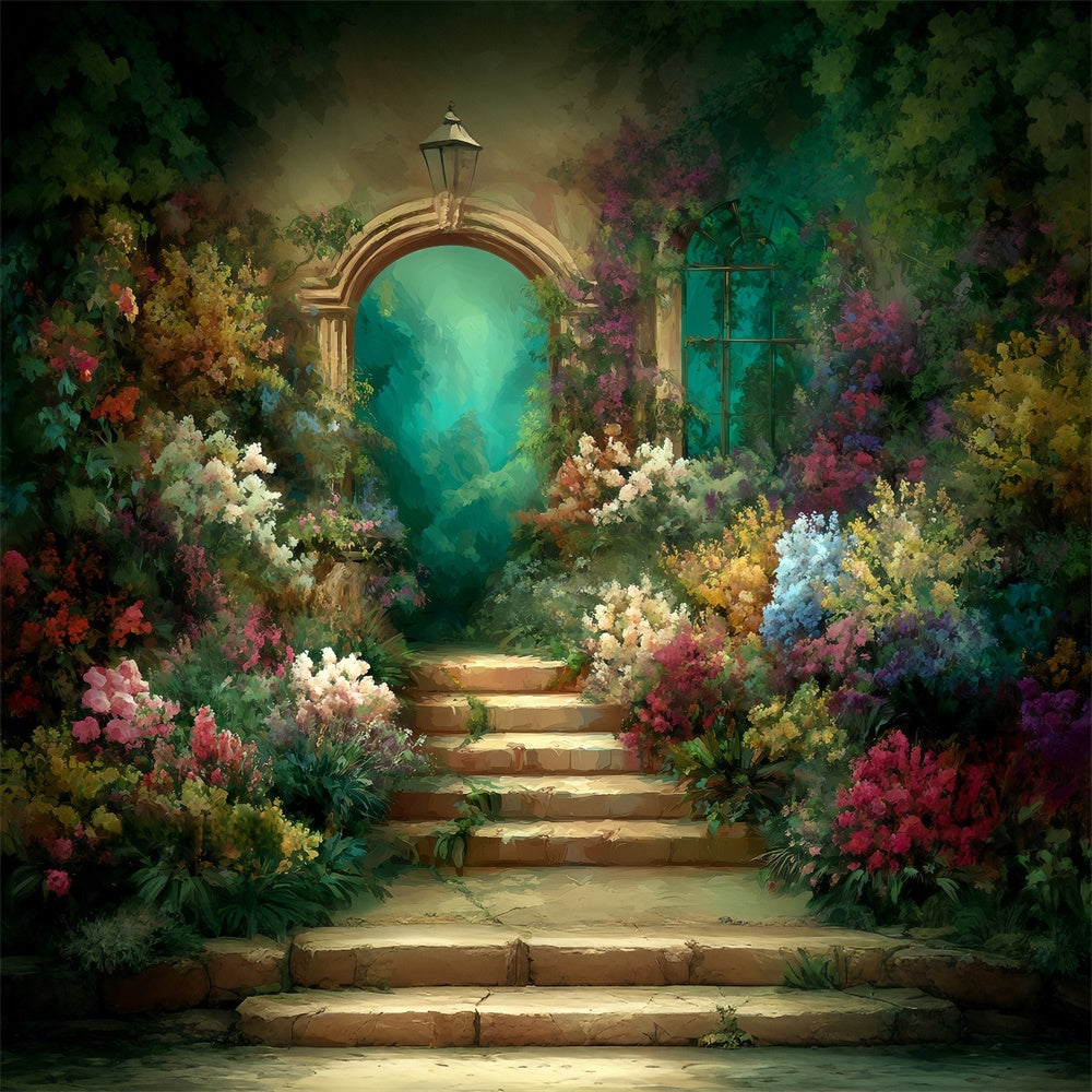 Artistic Backdrop Hidden Courtyard Bloom Beautiful Backdrop MRR7-194