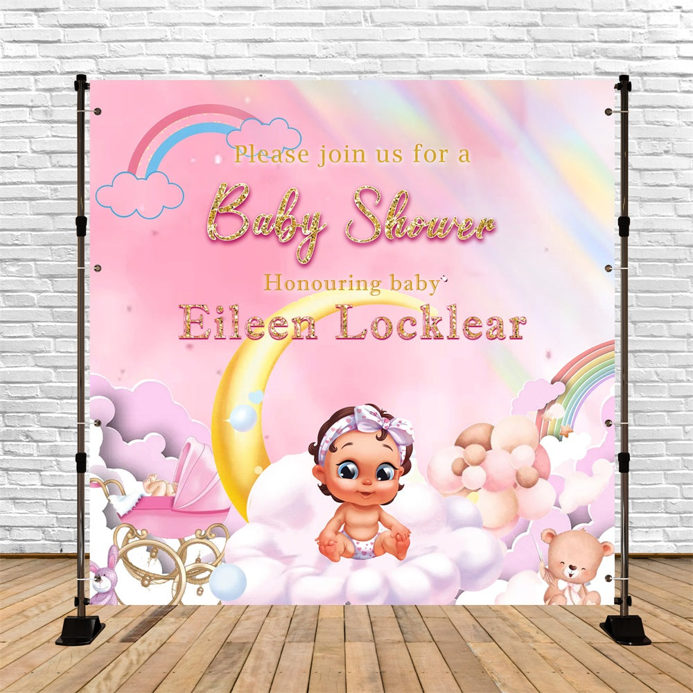 Baby Shower Backdrops Blush Wonderland Personalized Backdrop MRR7-2