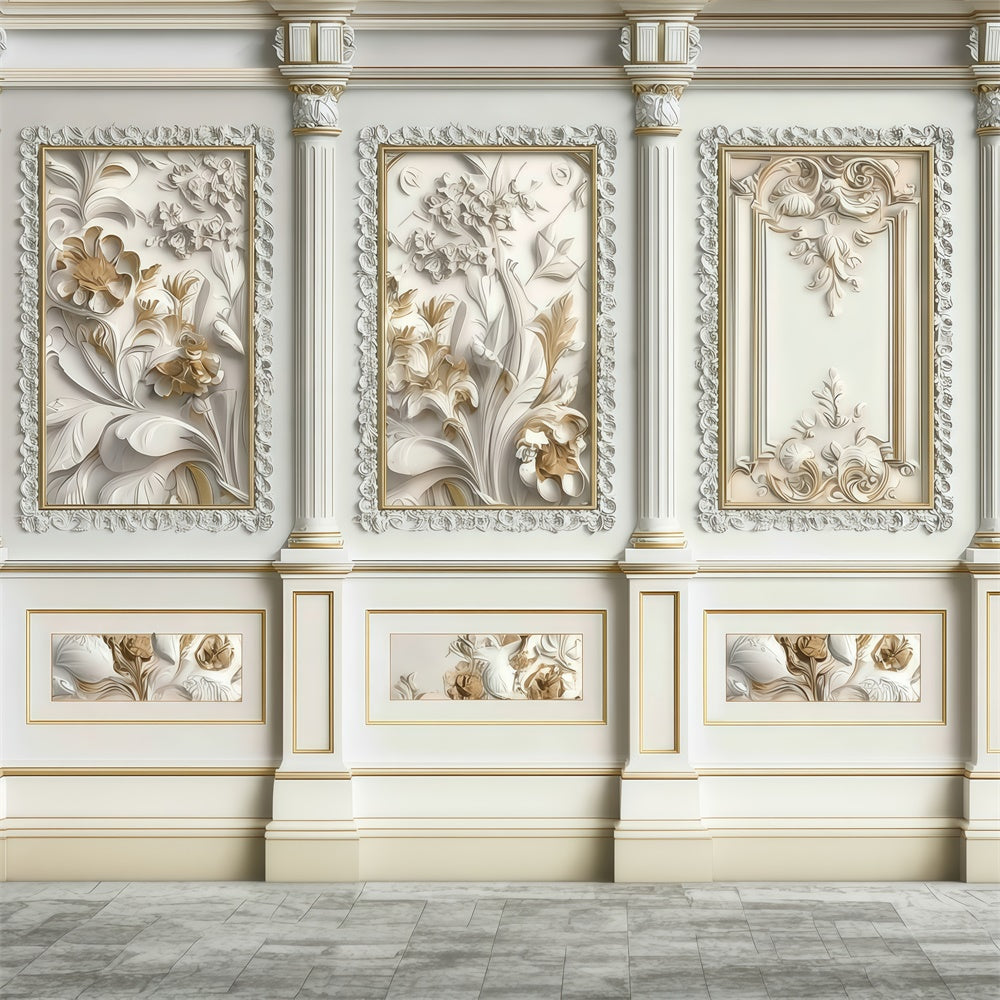 Vintage Photo Backdrop Classic Ivory Bloom Relief Backdrop MRR7-218