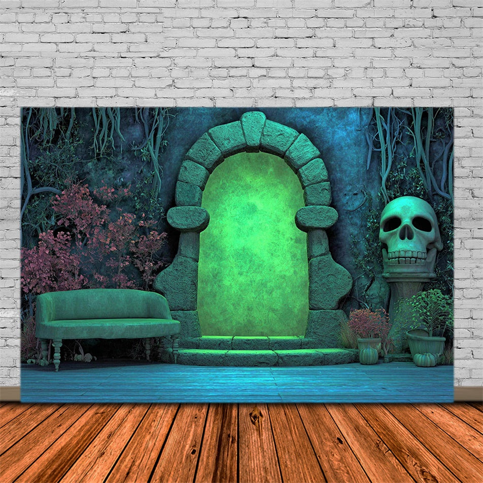 Scary Halloween Backdrops Glowing Tomb Gateway Backdrop MRR7-22