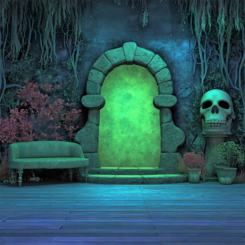 Scary Halloween Backdrops Glowing Tomb Gateway Backdrop MRR7-22