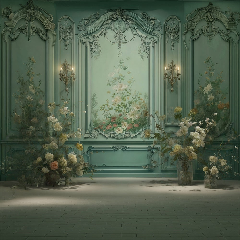 Vintage Wall Backdrop Elegant Enchanted Floral Backdrop MRR7-222
