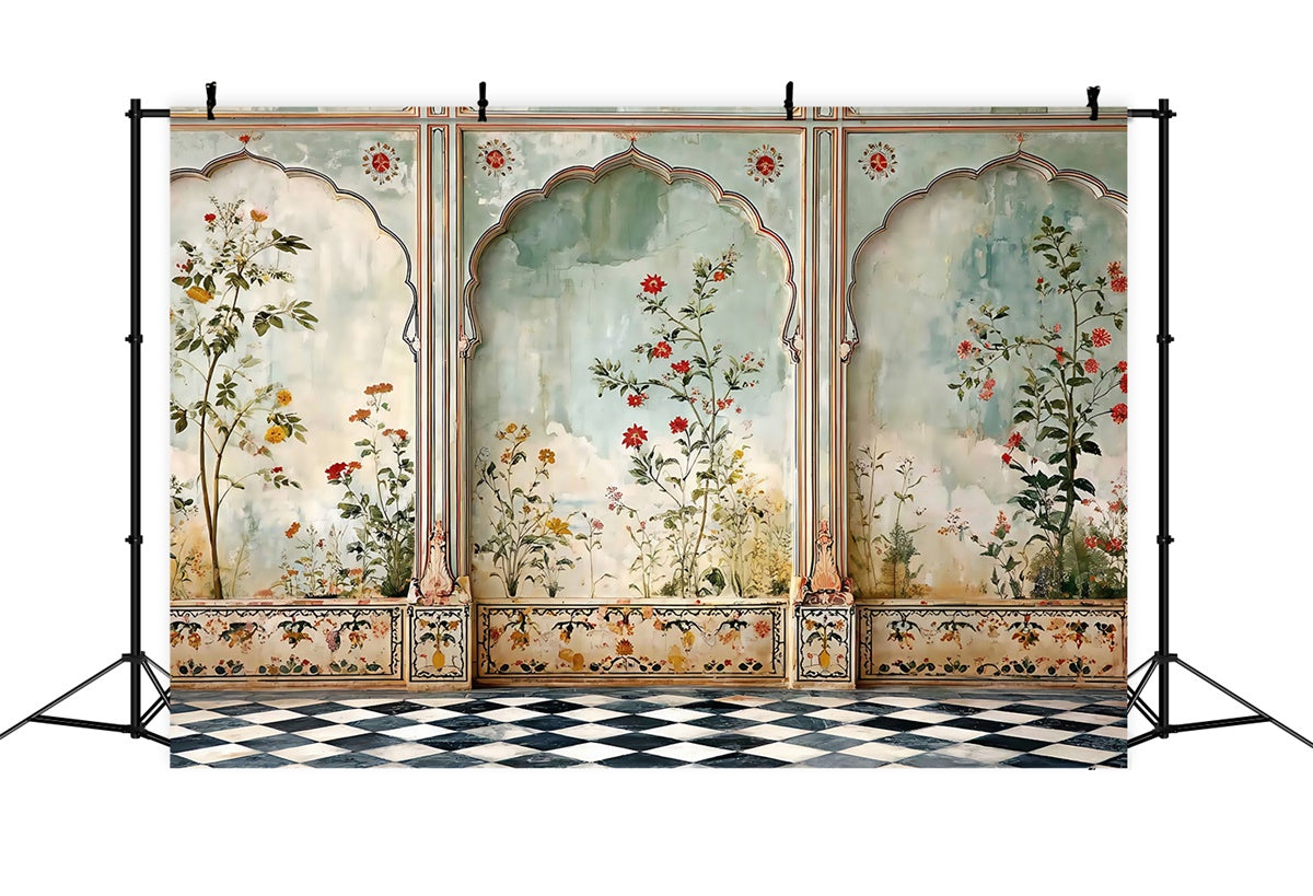 Vintage Backdrops Painted Floral Arch Panel Backdrop MRR7-225