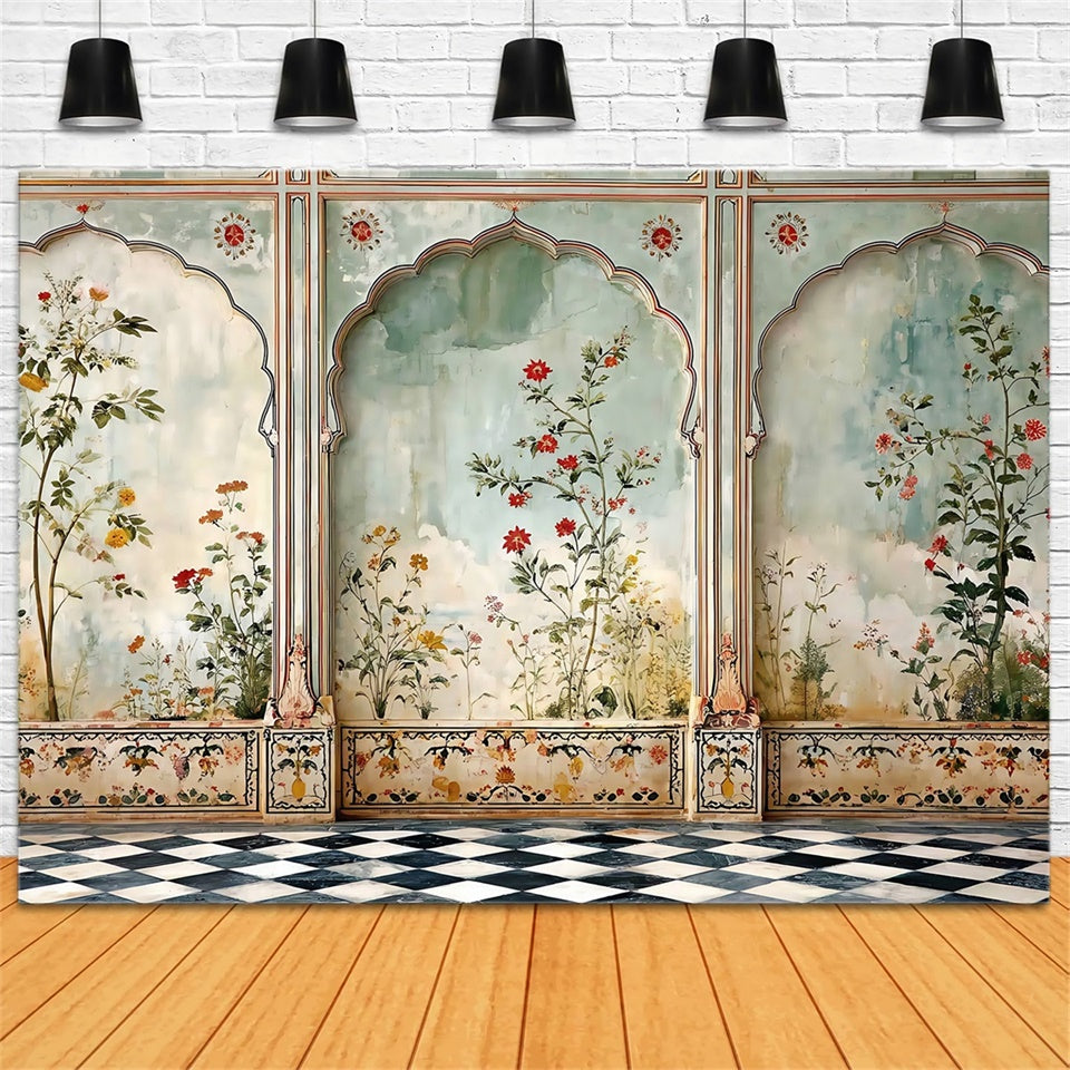 Vintage Backdrops Painted Floral Arch Panel Backdrop MRR7-225
