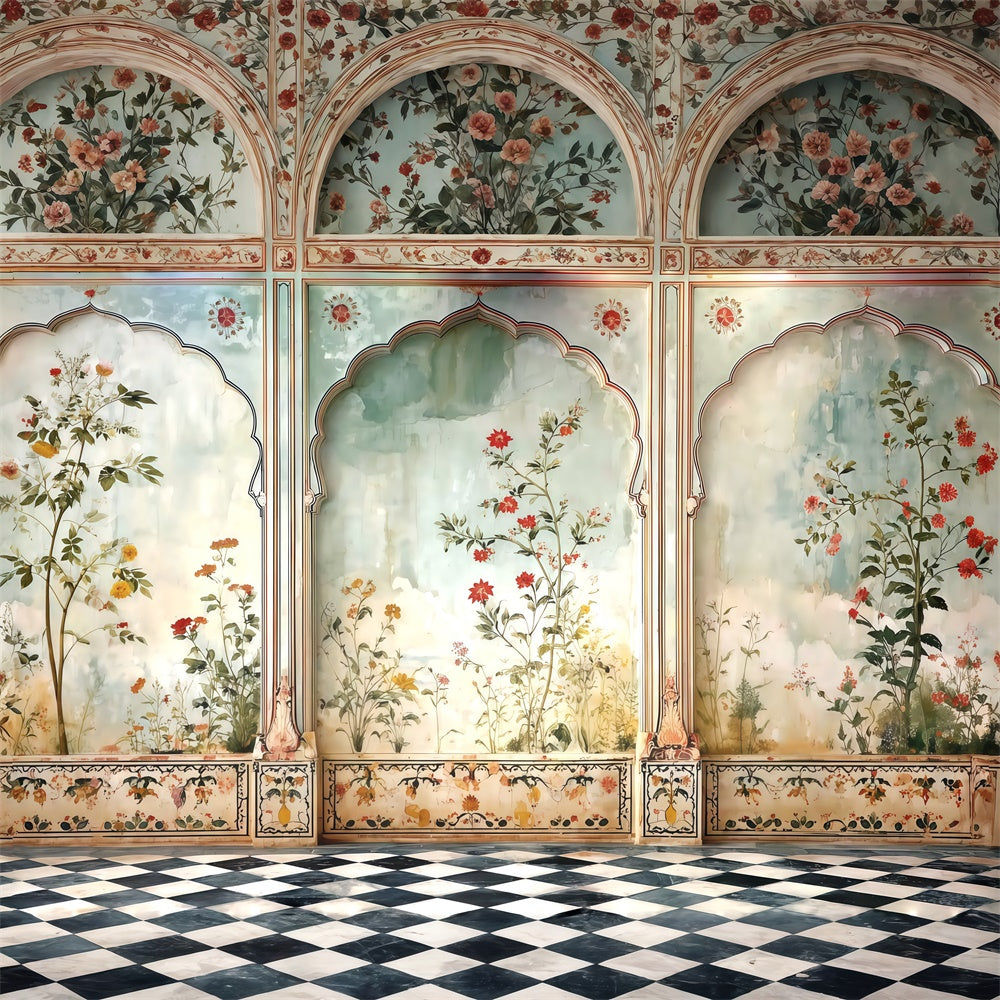 Vintage Backdrops Painted Floral Arch Panel Backdrop MRR7-225