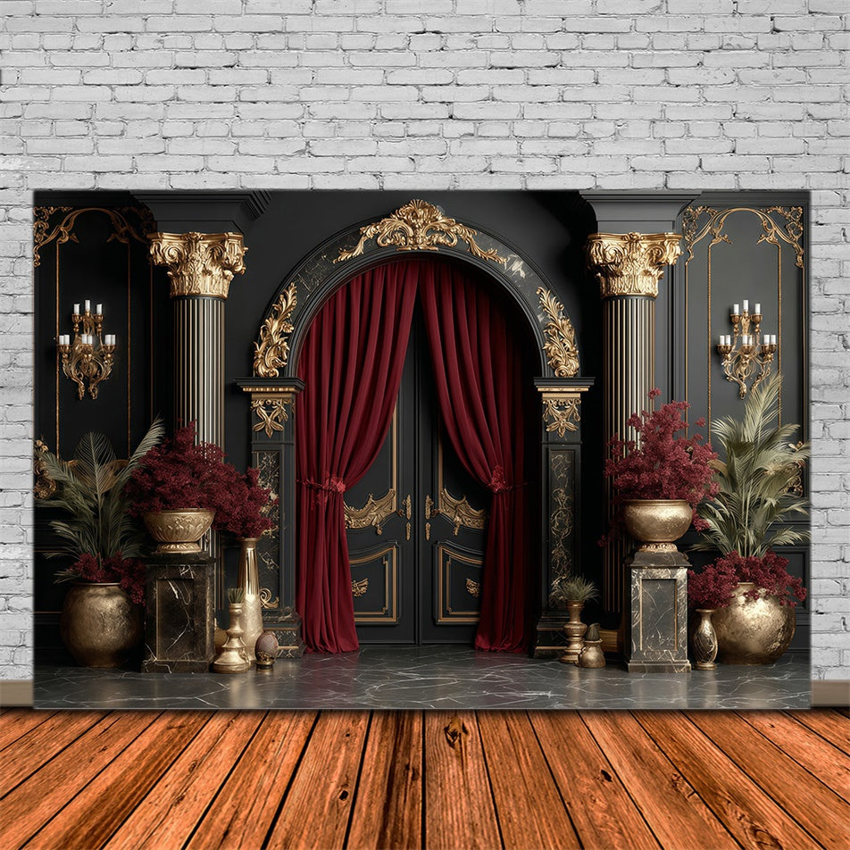 Vintage Photography Backdrops Gold Regal Hall Backdrop MRR7-226