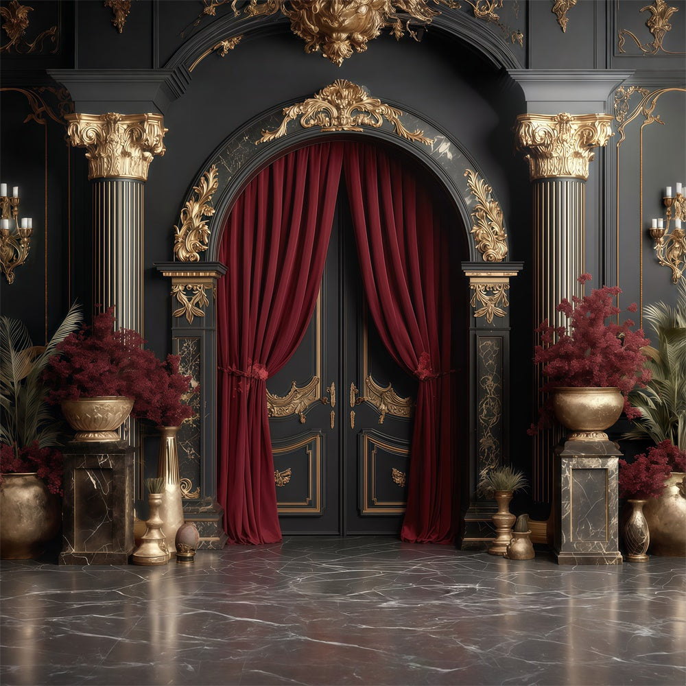 Vintage Photography Backdrops Gold Regal Hall Backdrop MRR7-226