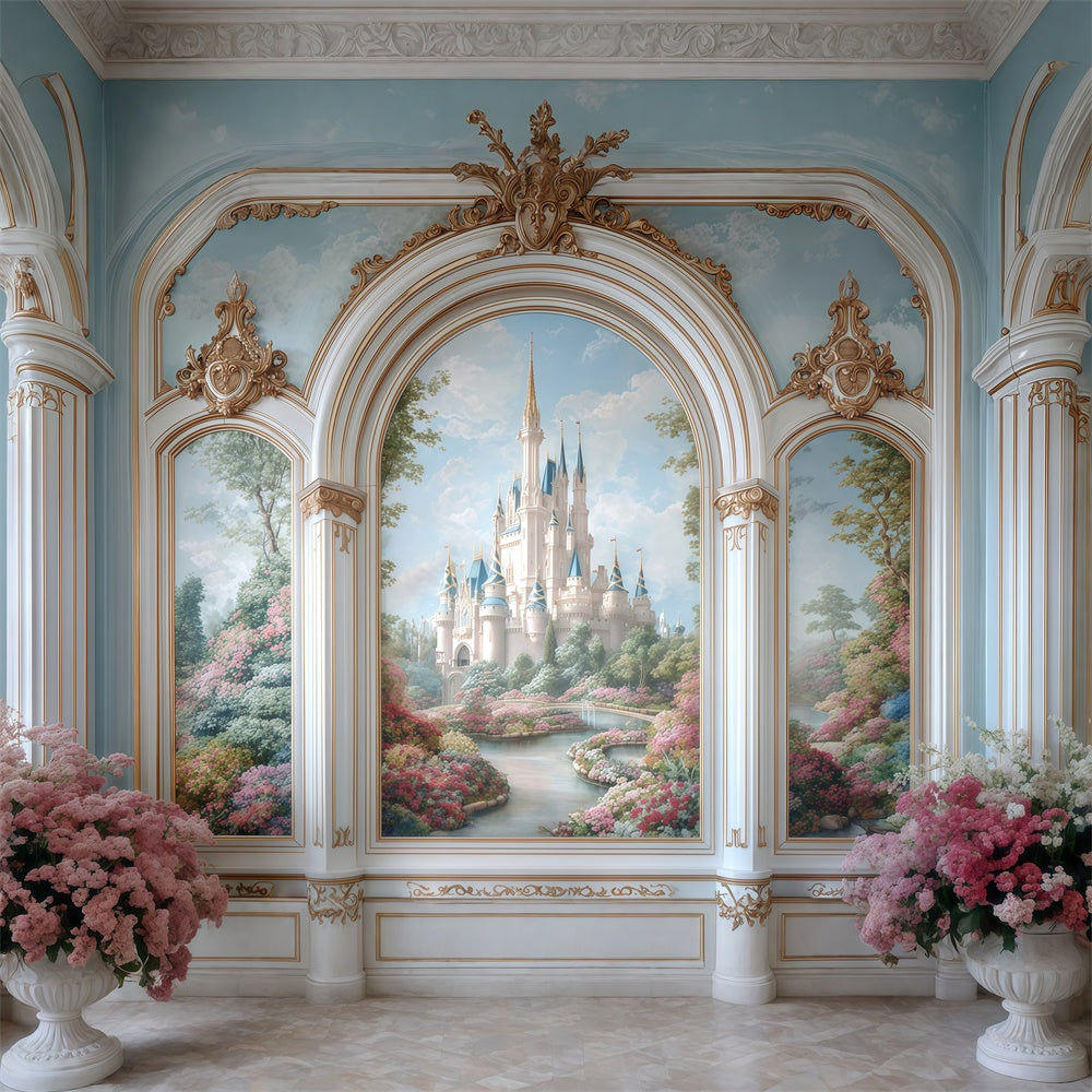 Vintage Backdrops Magical Palace View Wall Backdrop MRR7-228