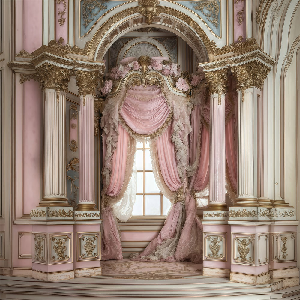 Rococo Backdrop Blush Drapery Arch Vintage Backdrops MRR7-235