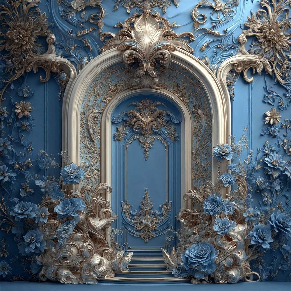 Vintage Backdrop Sapphire Garden Wall Rococo Backdrop MRR7-237