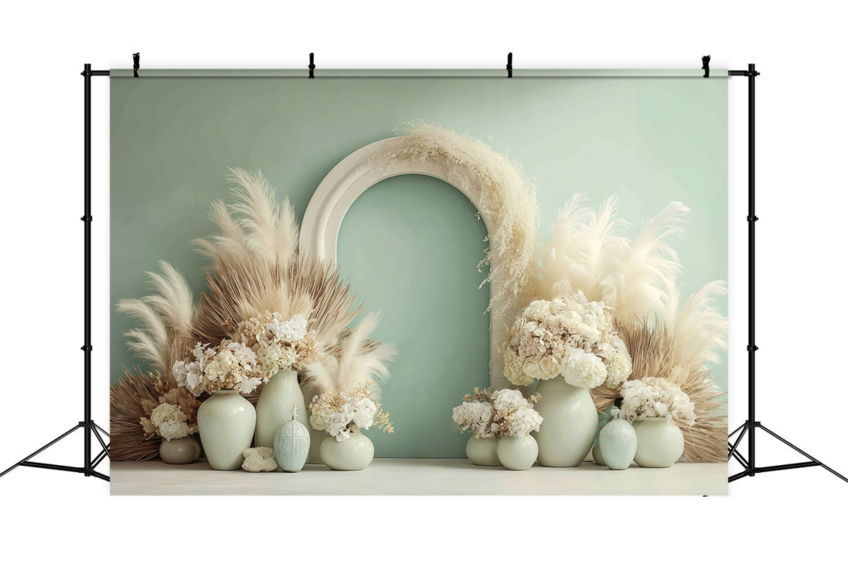 Boho Photography Backdrop Ivory Bloom Arch Backdrop MRR7-243