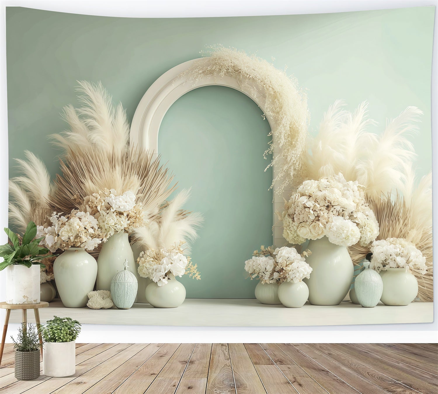 Boho Photography Backdrop Ivory Bloom Arch Backdrop MRR7-243