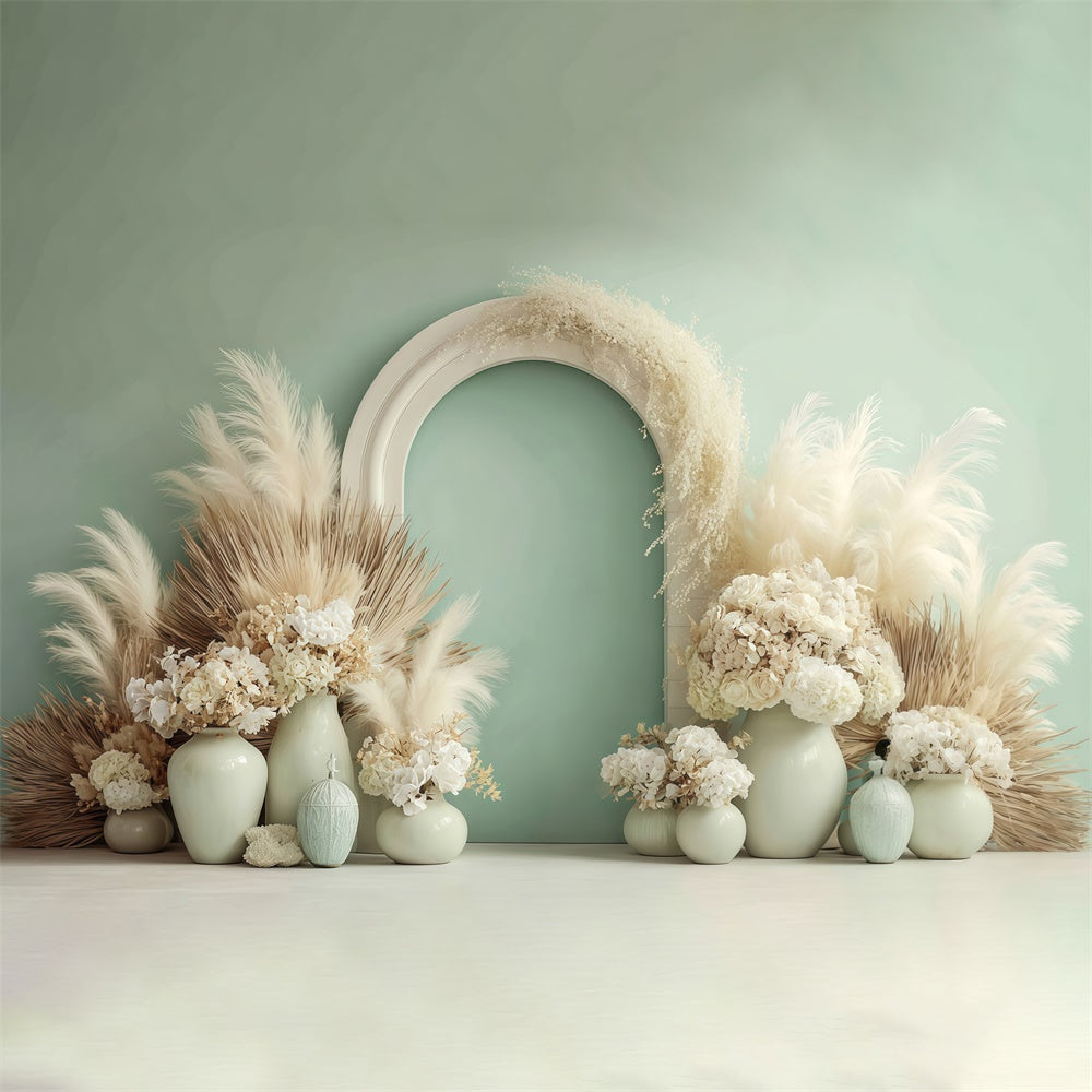 Boho Photography Backdrop Ivory Bloom Arch Backdrop MRR7-243
