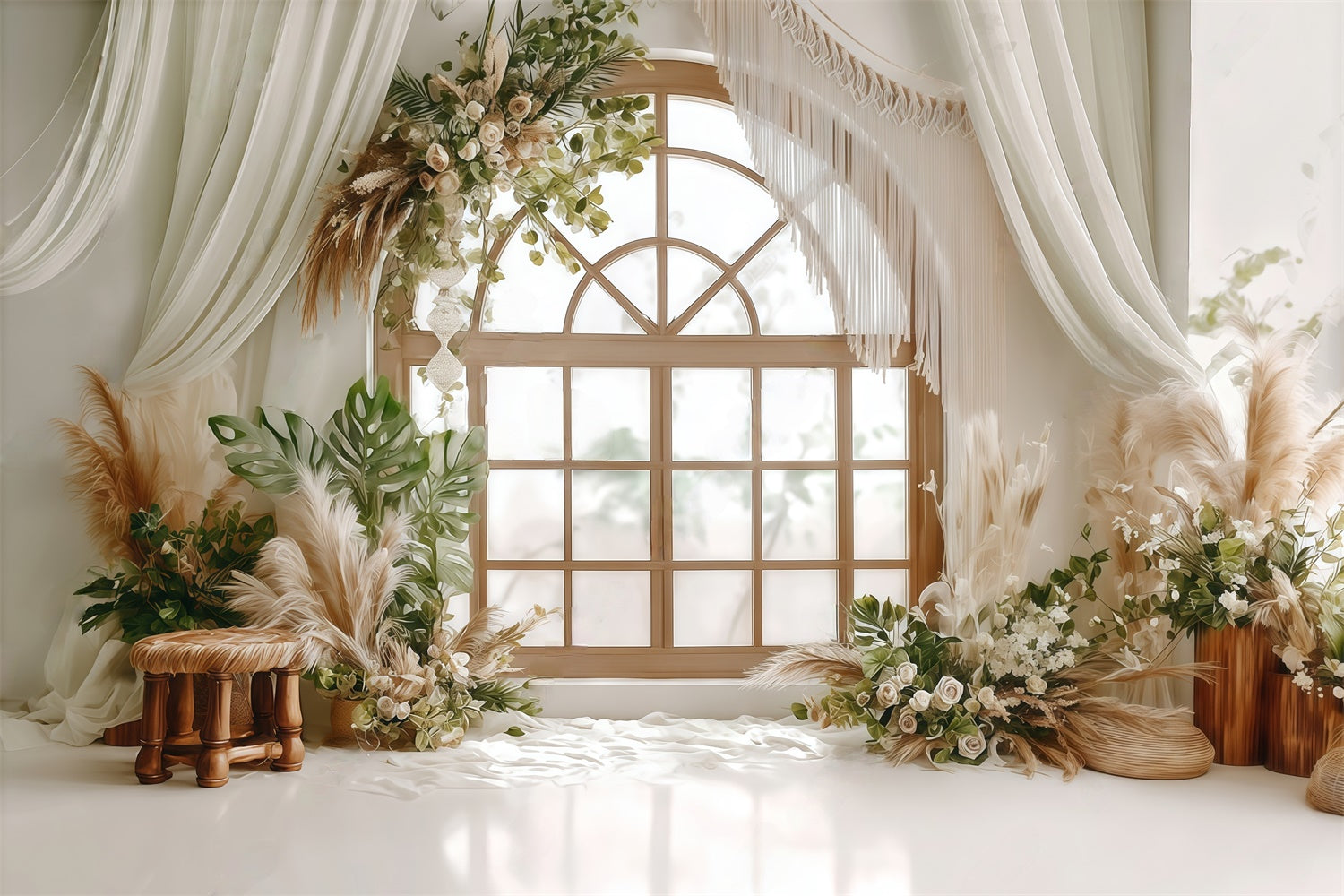 Boho Photo Backdrop Rustic Charm Window Backdrop MRR7-244