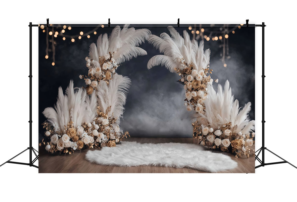 Boho Photo Backdrop Rustic Glam Lighted Backdrop MRR7-247