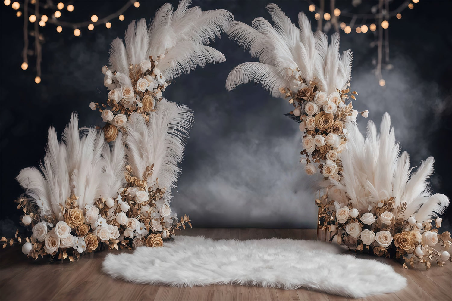 Boho Photo Backdrop Rustic Glam Lighted Backdrop MRR7-247