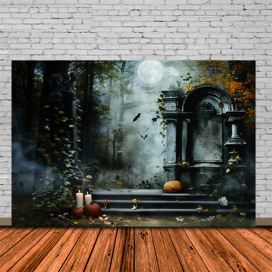 Halloween Graveyard Backdrop Gothic Tombstone Steps Backdrop MRR7-25