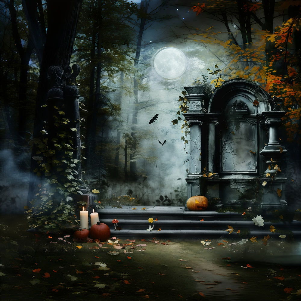 Halloween Graveyard Backdrop Gothic Tombstone Steps Backdrop MRR7-25