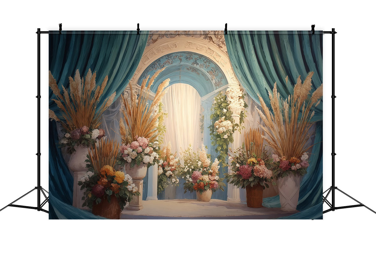 Boho Photo Backdrop Vintage Court Floral Backdrop MRR7-250