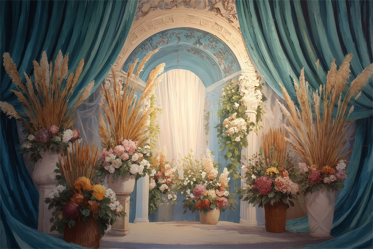 Boho Photo Backdrop Vintage Court Floral Backdrop MRR7-250