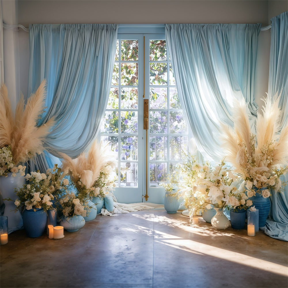 Bohemian Photo Backdrop French Window Floral Backdrop MRR7-251