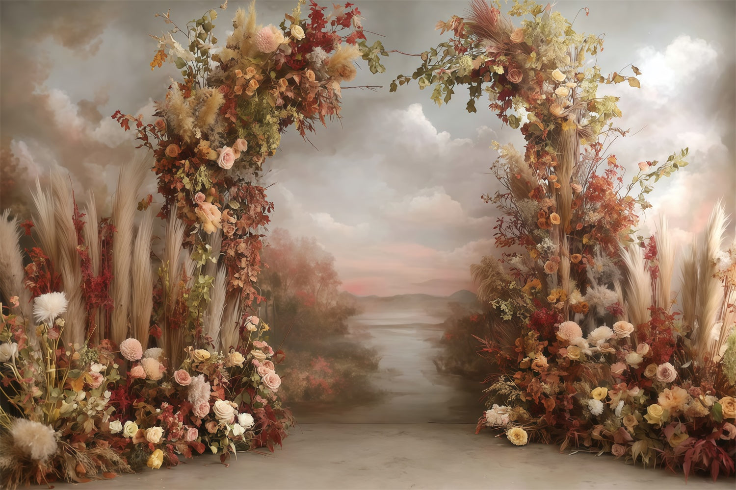 Bohemian Style Backdrop Dusk Meadow Archway Backdrop MRR7-252