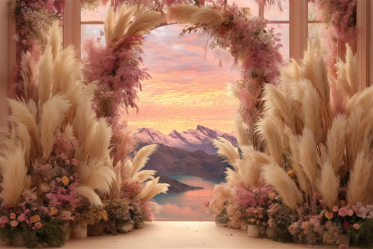 Bohemian Style Backdrop Sunset Mountain View Backdrop MRR7-260