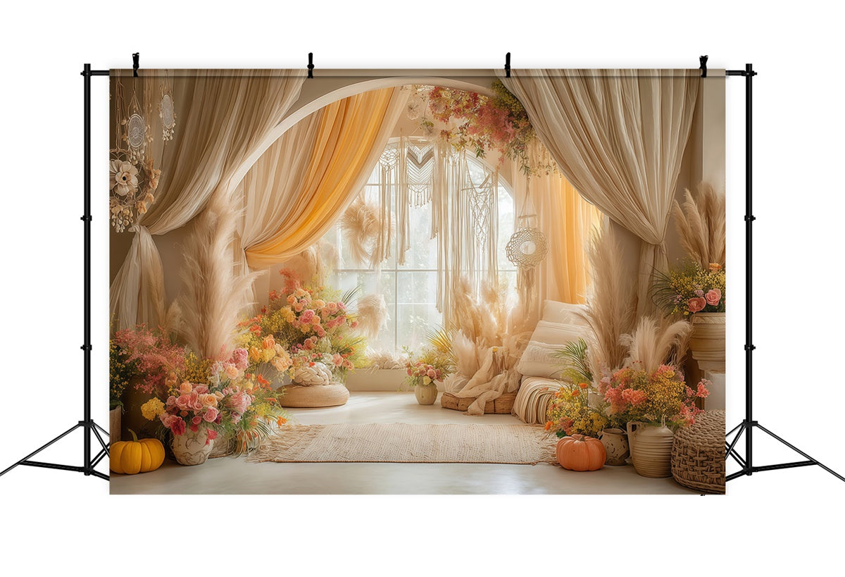 Boho Photography Backdrop Boho Cozy Room Backdrop MRR7-261