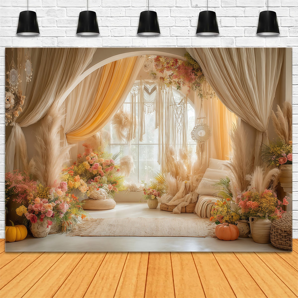 Boho Photography Backdrop Boho Cozy Room Backdrop MRR7-261