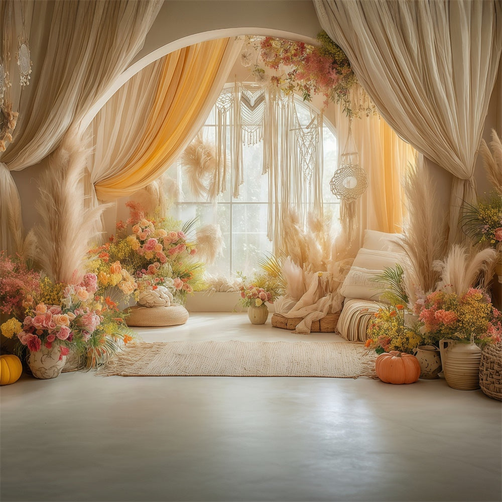 Boho Photography Backdrop Boho Cozy Room Backdrop MRR7-261