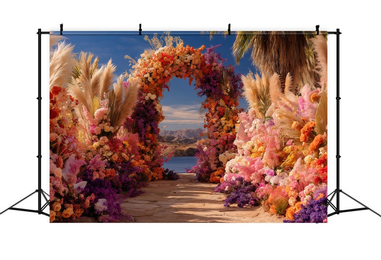 Bohemian Photo Backdrop Tropical Bloom Arch Backdrop MRR7-262