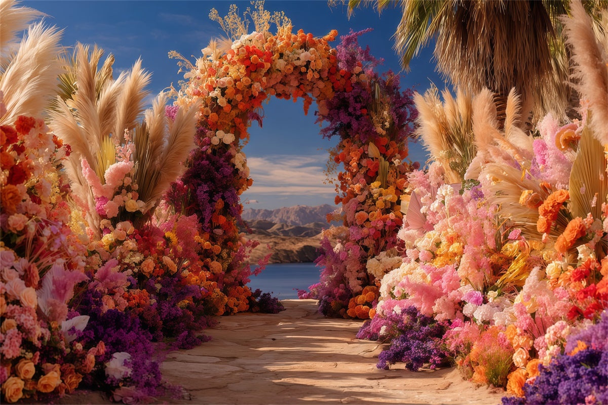 Bohemian Photo Backdrop Tropical Bloom Arch Backdrop MRR7-262