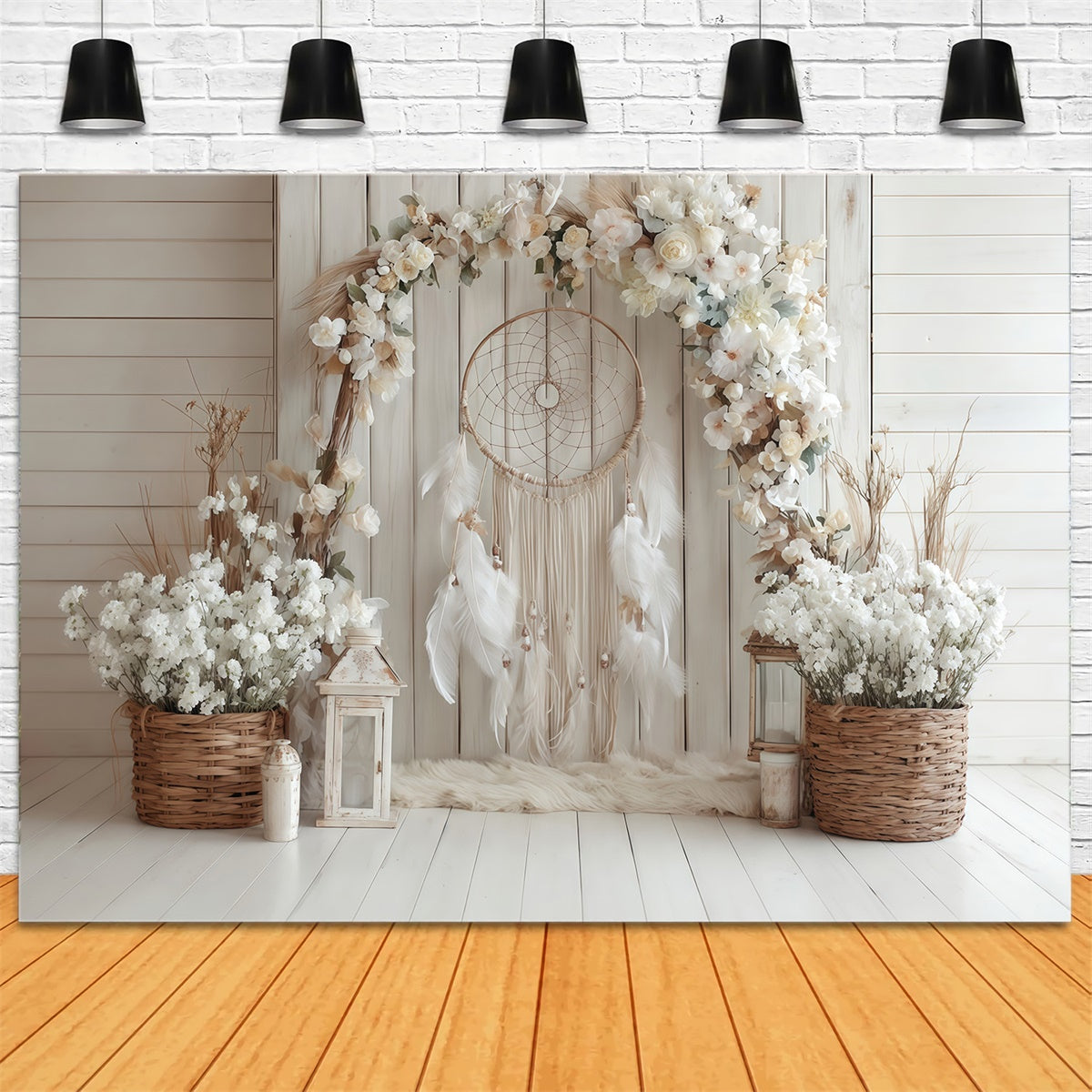 Boho Backdrop Photography Charm Floral Wood Backdrop MRR7-264