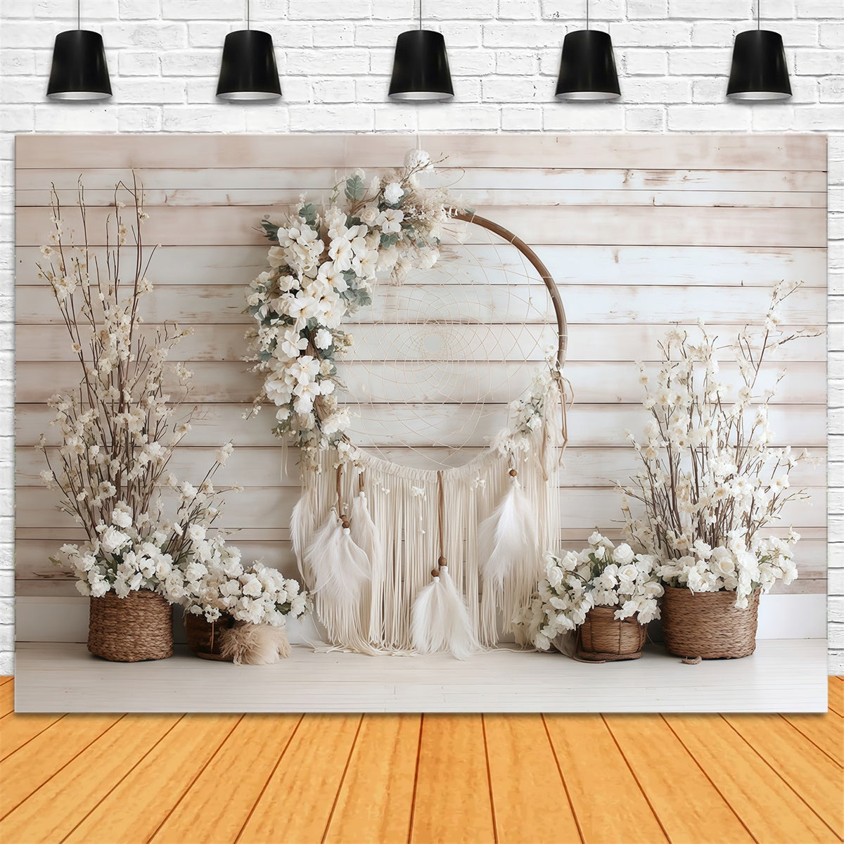 Boho Backdrop Ivory Blossom Dreamcatcher Backdrop MRR7-265