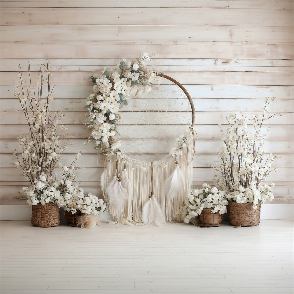 Boho Backdrop Ivory Blossom Dreamcatcher Backdrop MRR7-265