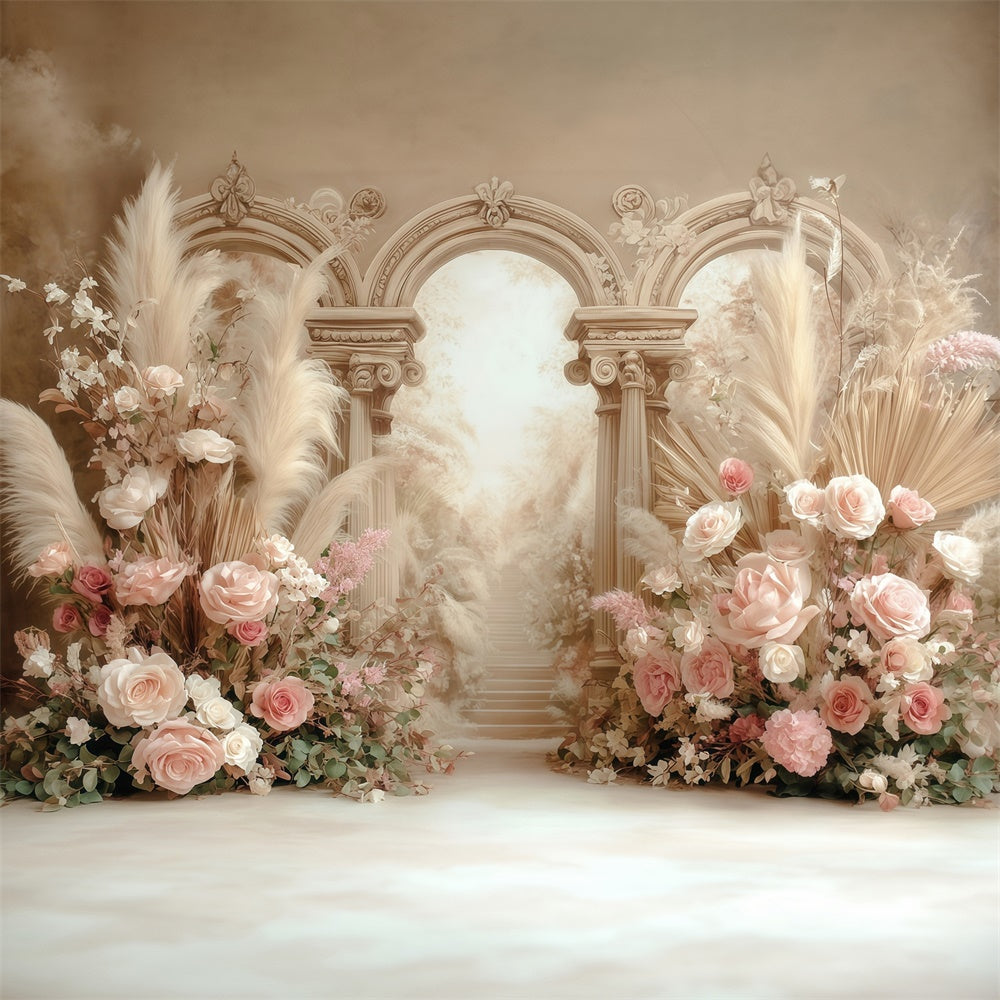 Boho Photo Backdrop Creamy Floral Fantasy Backdrop MRR7-269