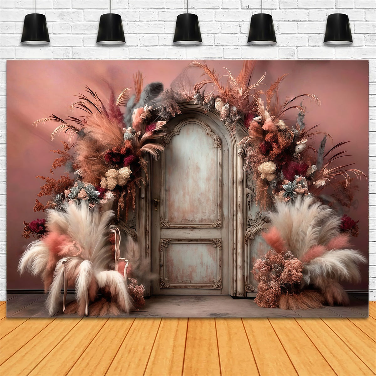 Bohemian Photo Backdrop Feather Bloom Doorway Backdrop MRR7-272