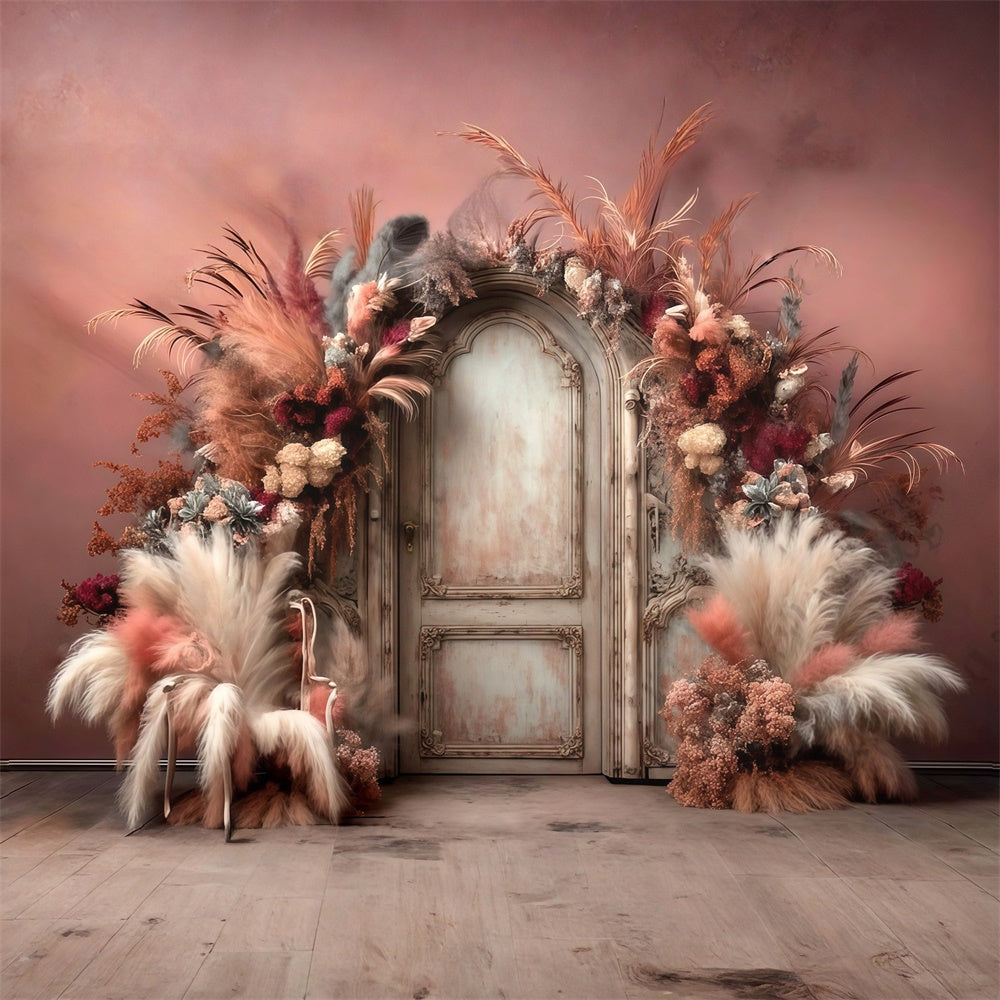 Bohemian Photo Backdrop Feather Bloom Doorway Backdrop MRR7-272