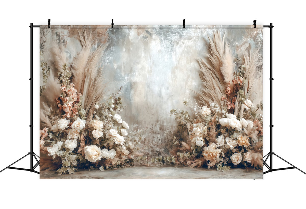 Bohemian Backdrop Beige Floral Botanical Backdrop MRR7-273