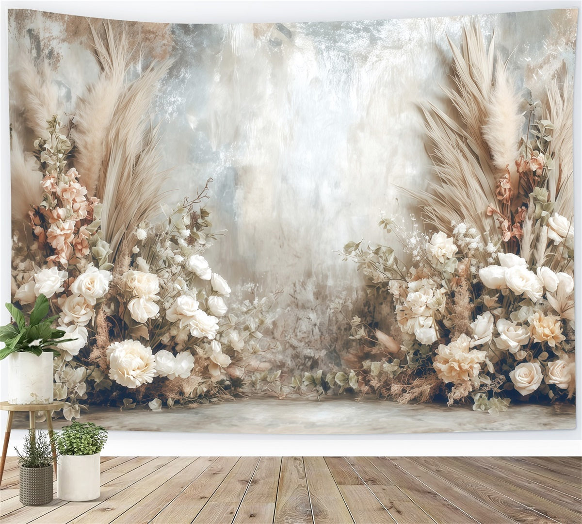 Bohemian Backdrop Beige Floral Botanical Backdrop MRR7-273