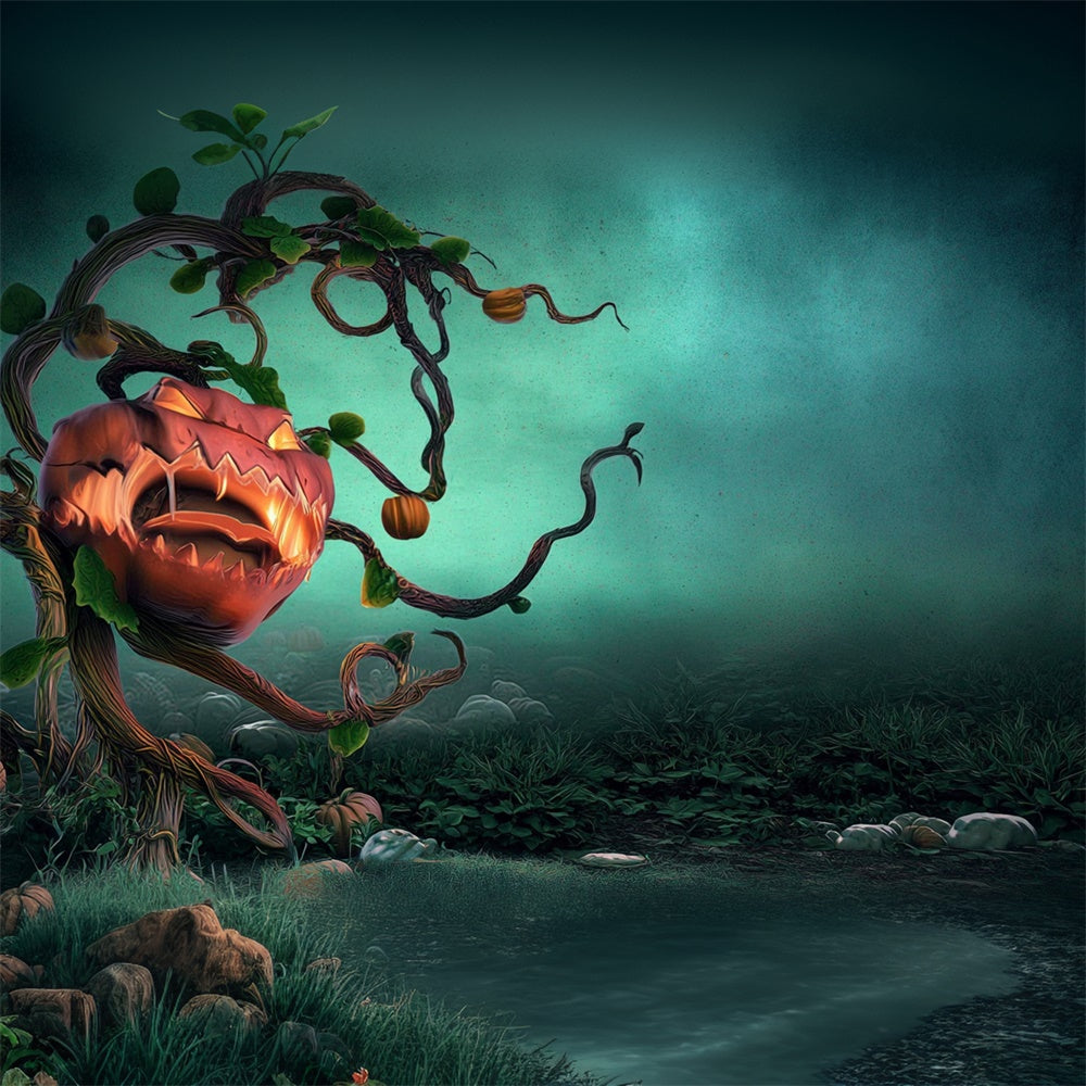 Scary Halloween Backdrops Spooky Pumpkin Beast Backdrop MRR7-28