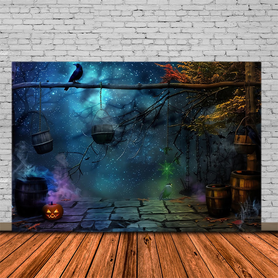 Halloween Photo Backdrop Starlit Witching Woods Backdrop MRR7-30