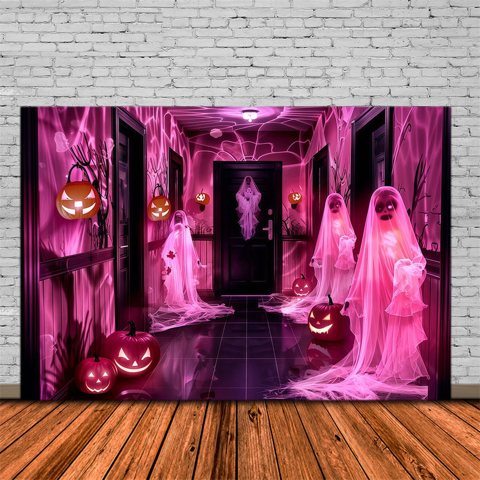 Halloween Wall Backdrop Glowing Ghosts Pumpkins Backdrop MRR7-31