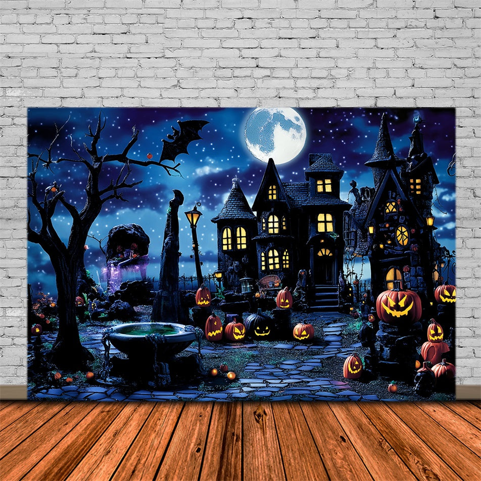 Halloween Backdrop Starry Night Spooky Street Backdrop MRR7-35