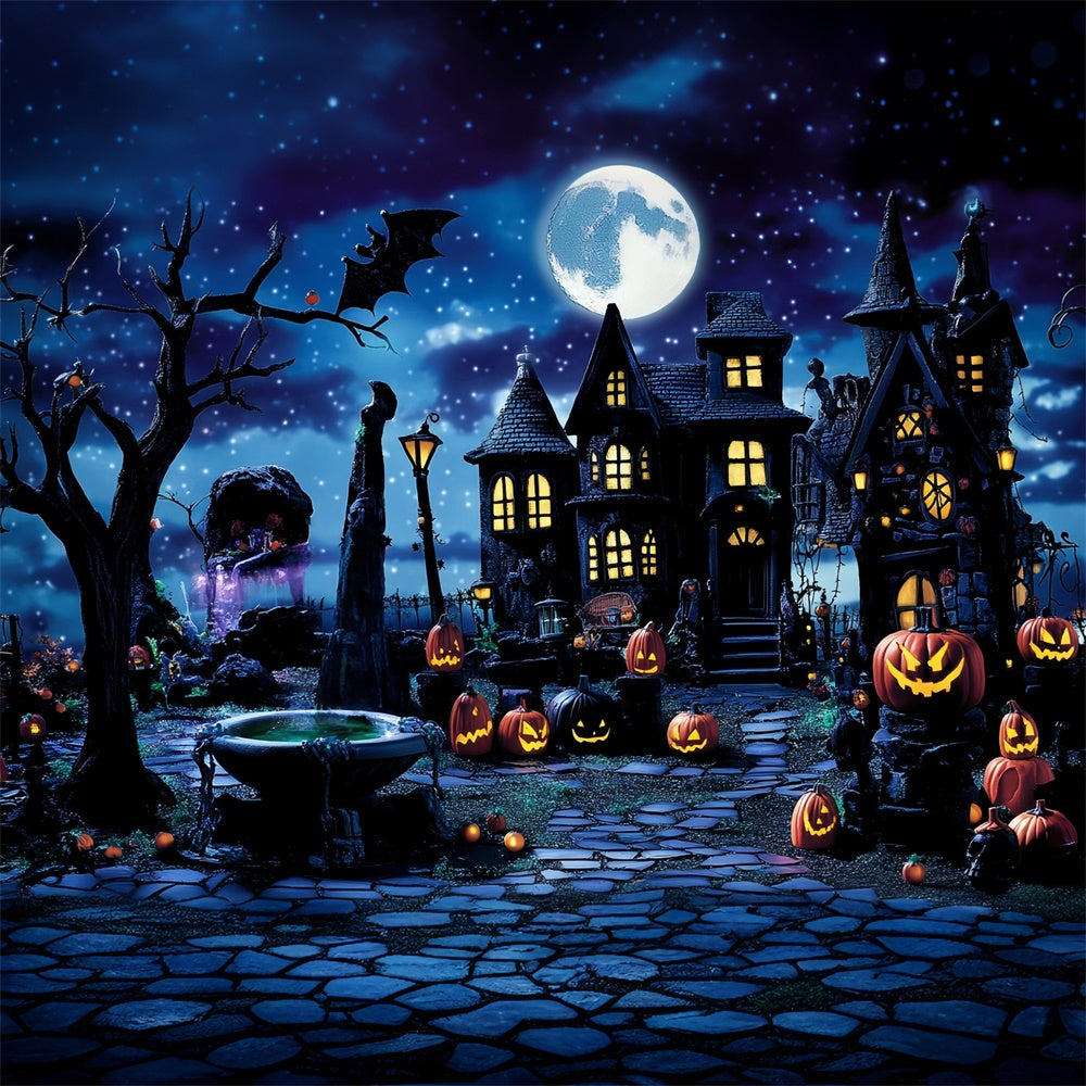 Halloween Backdrop Starry Night Spooky Street Backdrop MRR7-35