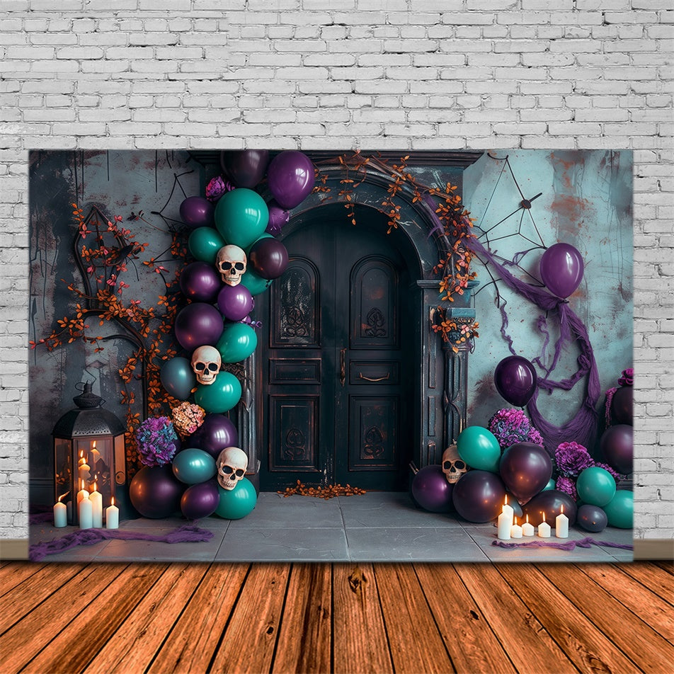 Halloween Party Backdrop Haunted Balloon Skulls Backdrop MRR7-38