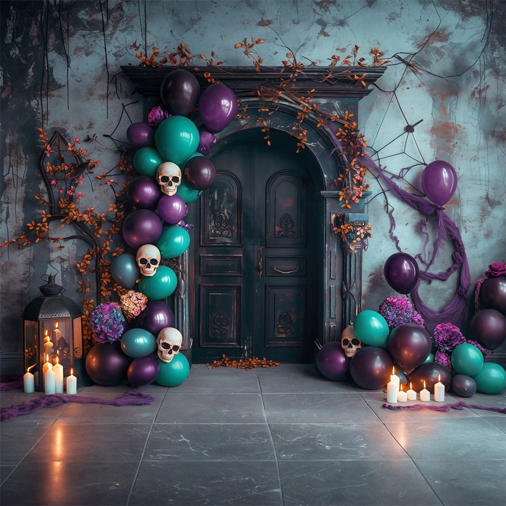 Halloween Party Backdrop Haunted Balloon Skulls Backdrop MRR7-38