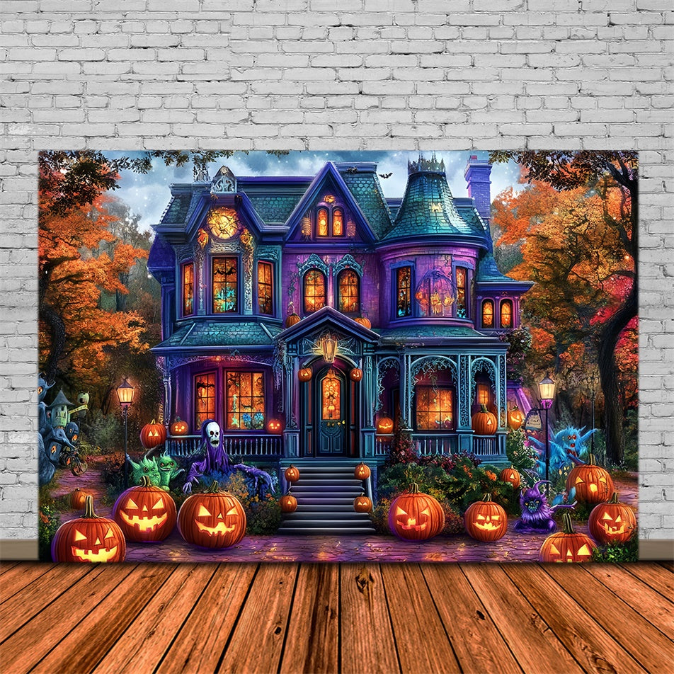 Halloween Picture Backdrop Autumn Fright Estate Backdrop MRR7-41