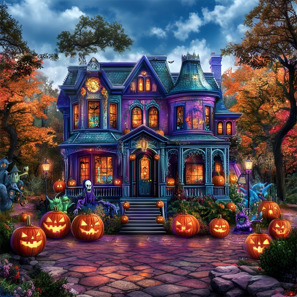 Halloween Picture Backdrop Autumn Fright Estate Backdrop MRR7-41
