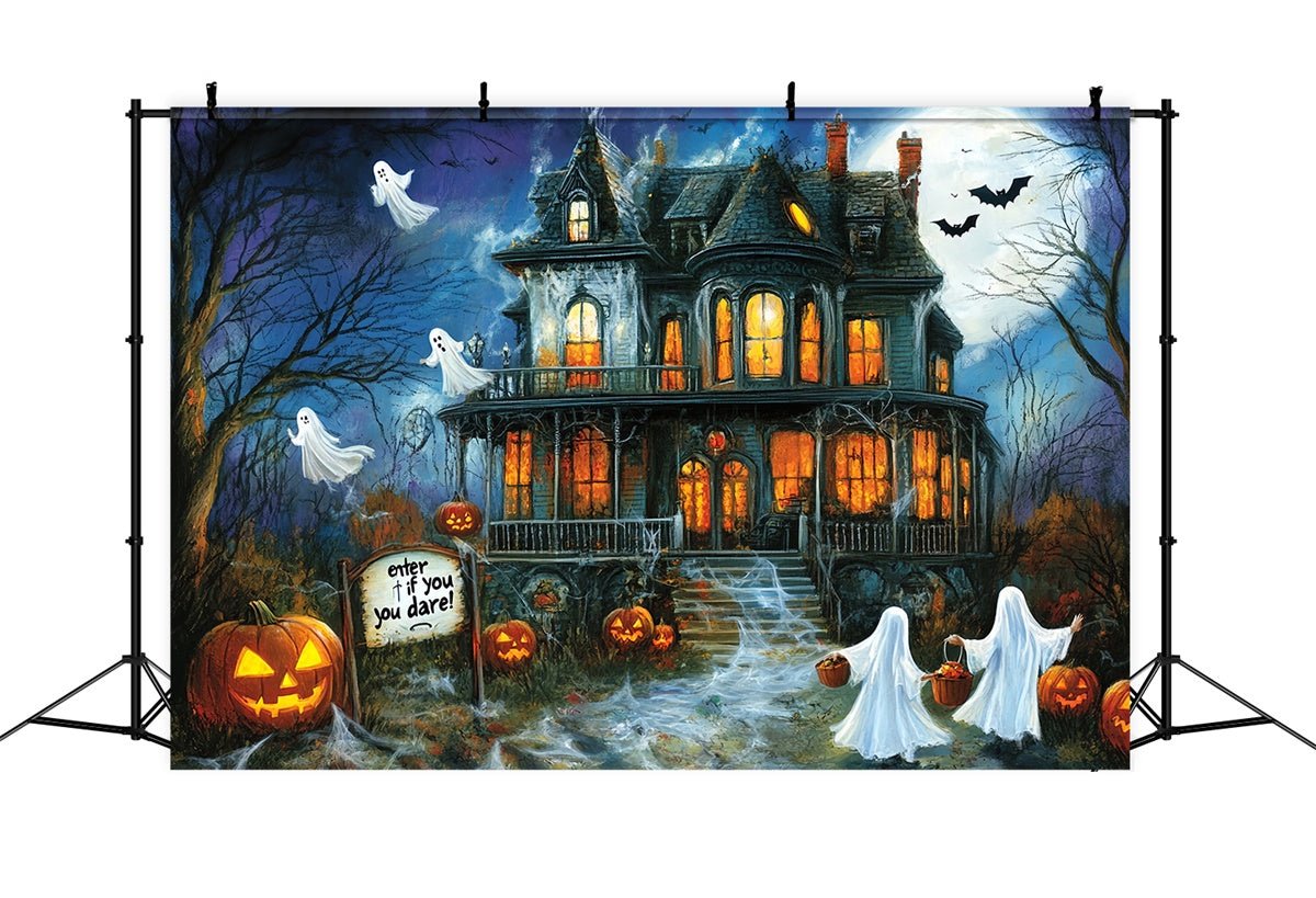 Spooky Halloween Backdrop Haunted Manor Ghosts Backdrop MRR7-43